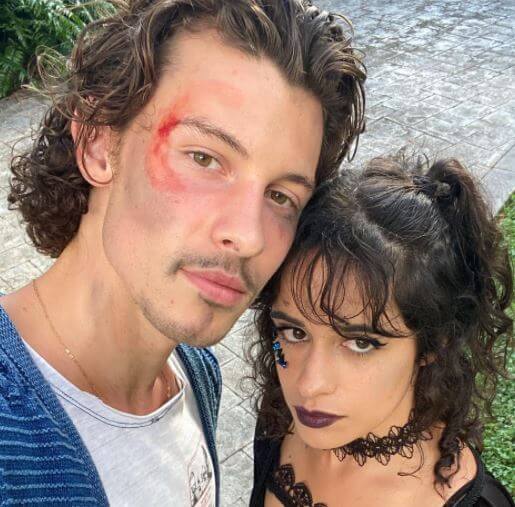 Karen Mendes's son, Shawn Mendes, with his girlfriend, Camila Cabello.